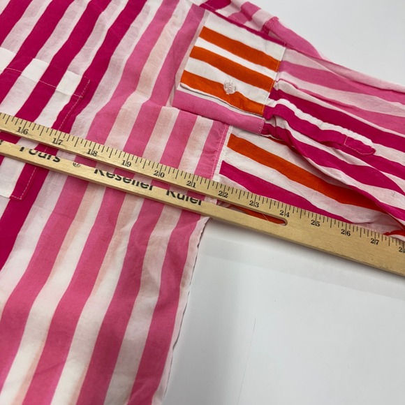 BEACH RIOT Shirt Womens Small Medium Pink Orange Alexa‎ Stripe Button Down Swim - Picture 10 of 12